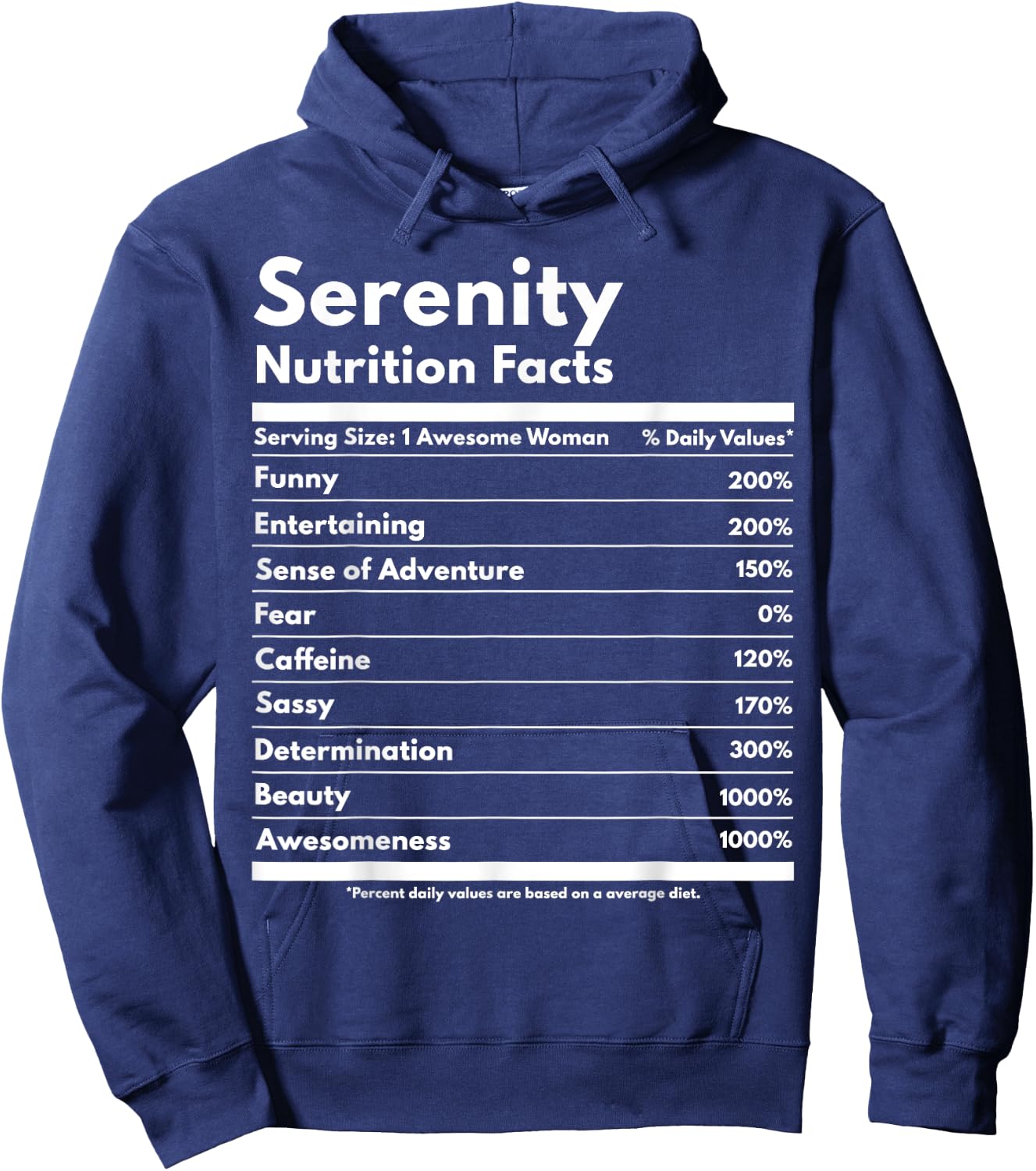 Serenity Nutrition Facts Funny Personalized Name Serenity Hoodie - Hoodie | Navy