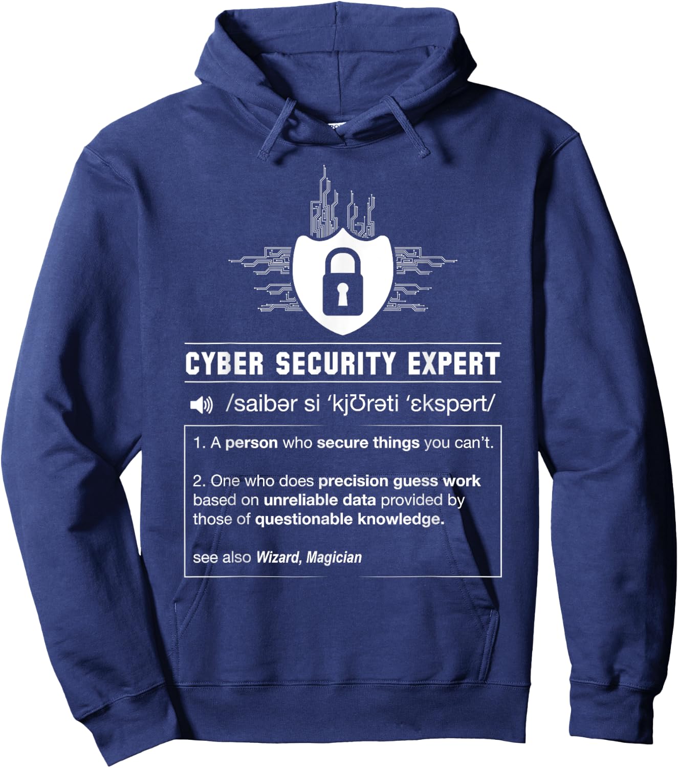 Funny Cyber Security Definition Programmer IT Nerd Hoodie - Hoodie | Navy
