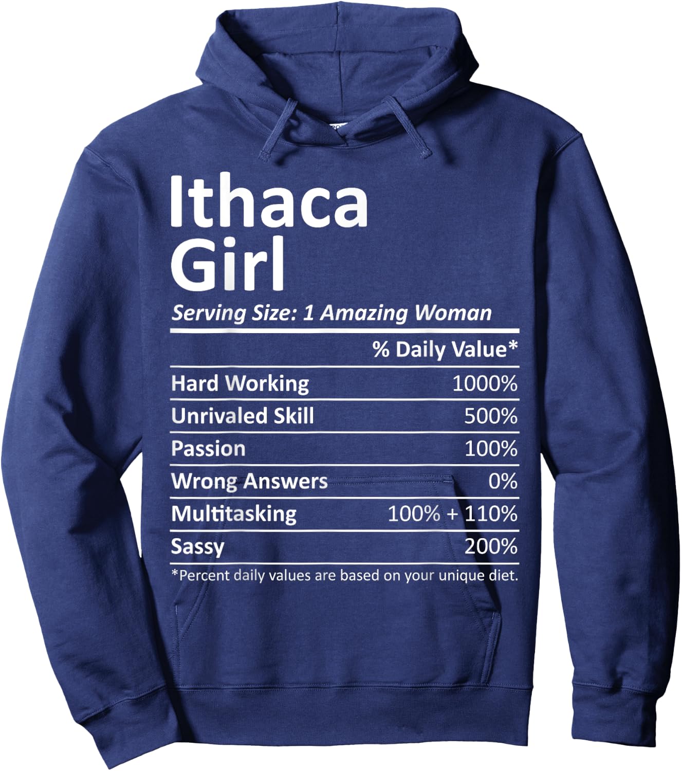 ITHACA GIRL NY NEW YORK Funny City Home Roots USA Gift Hoodie - Hoodie | Navy