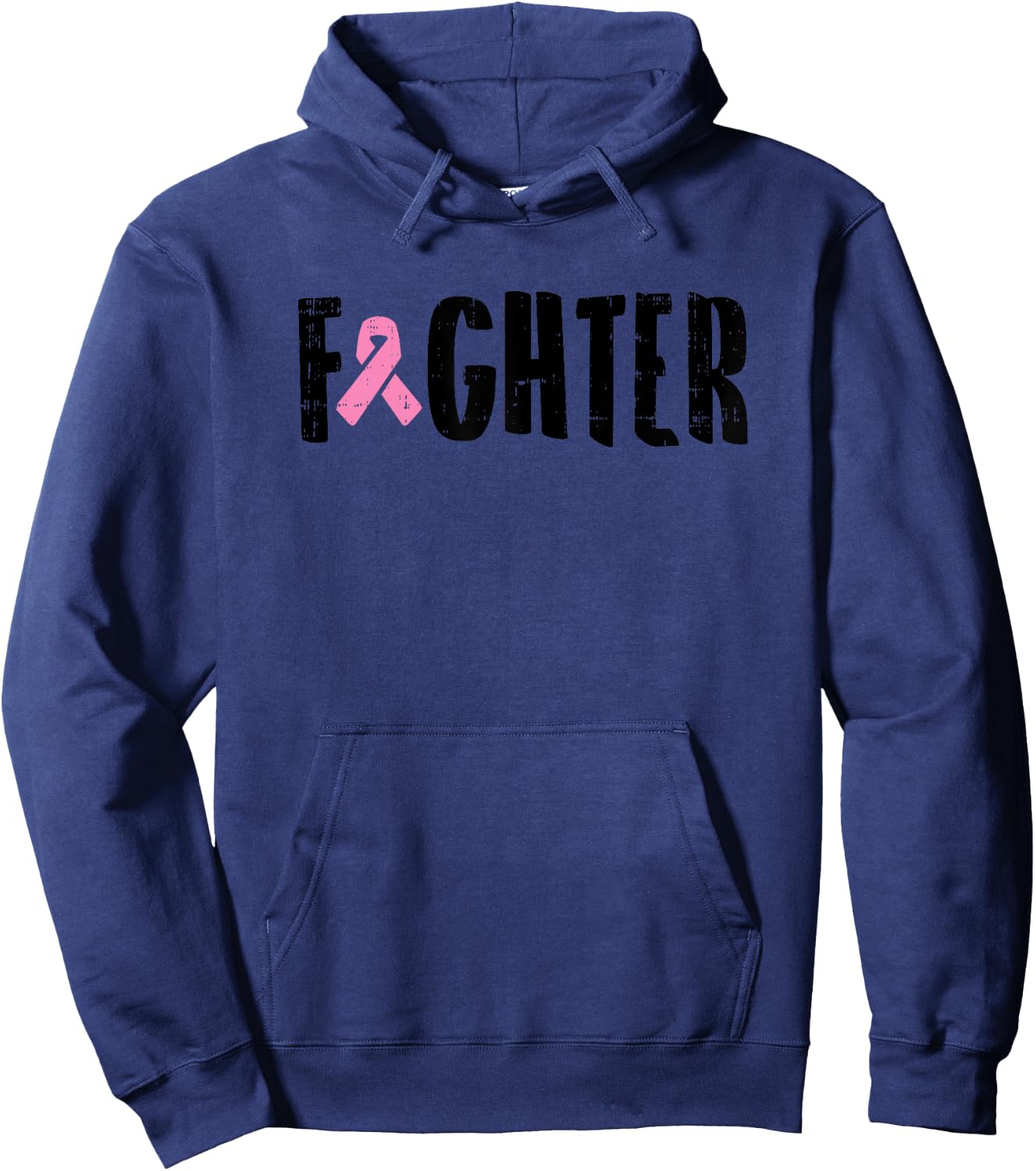 Fighter Pink Ribbon Breast Cancer Awareness Warrior Gift Hoodie - Hoodie | Navy