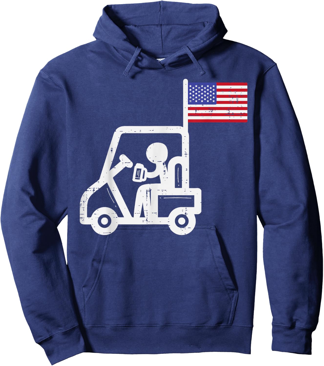 Golf Cart Flag Beer Funny Golfing Drinking Golfer Men Women Hoodie - Hoodie | Navy