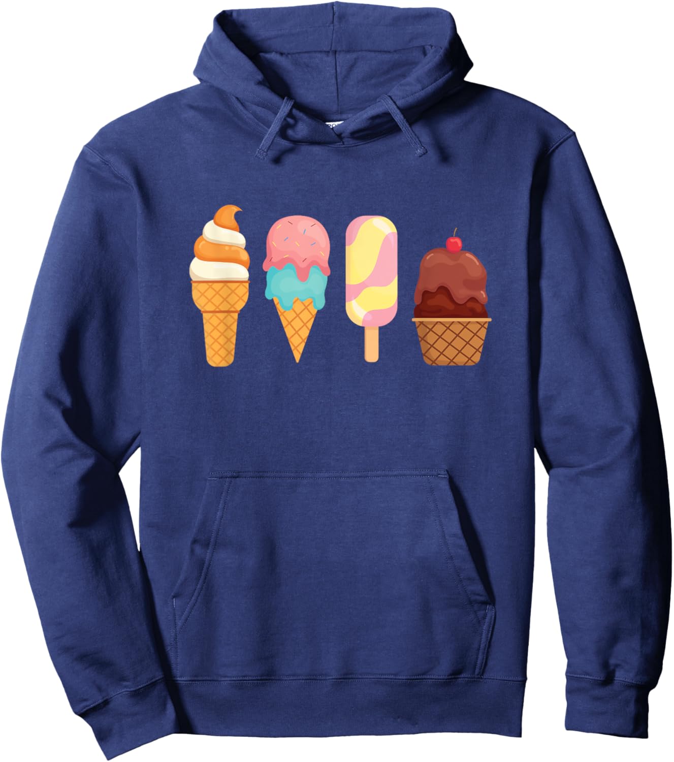 Ice Cream Cones - Ice Cream Lover Gelato Sweet Tooth Hoodie - Hoodie | Navy