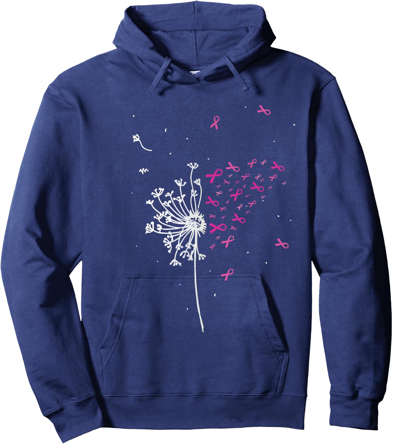 Dandelion Pink Ribbon Cool Breast Cancer Awareness Gifts Hoodie - Hoodie | Navy