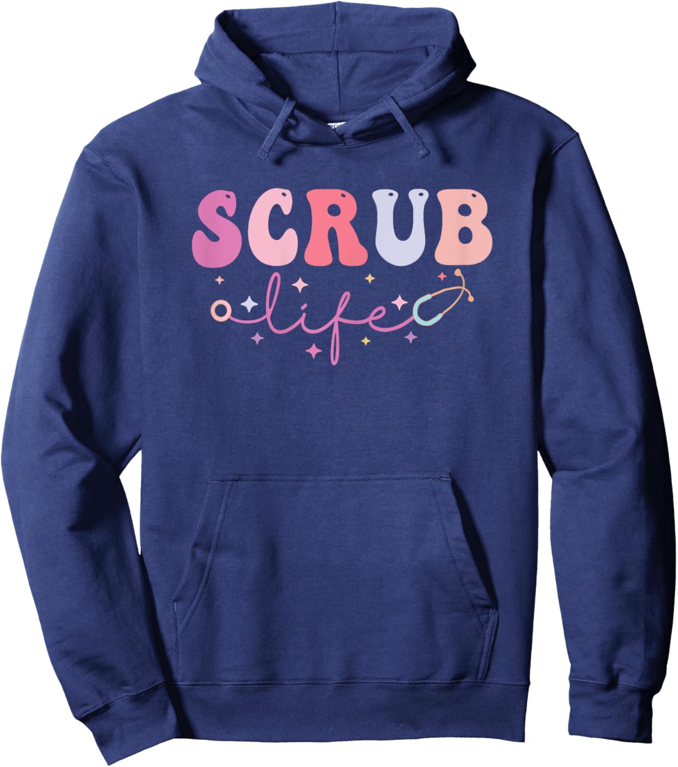 Scrub Life Nurse Stethoscope Retro Groovy Nurse Gifts Hoodie - Hoodie | Navy