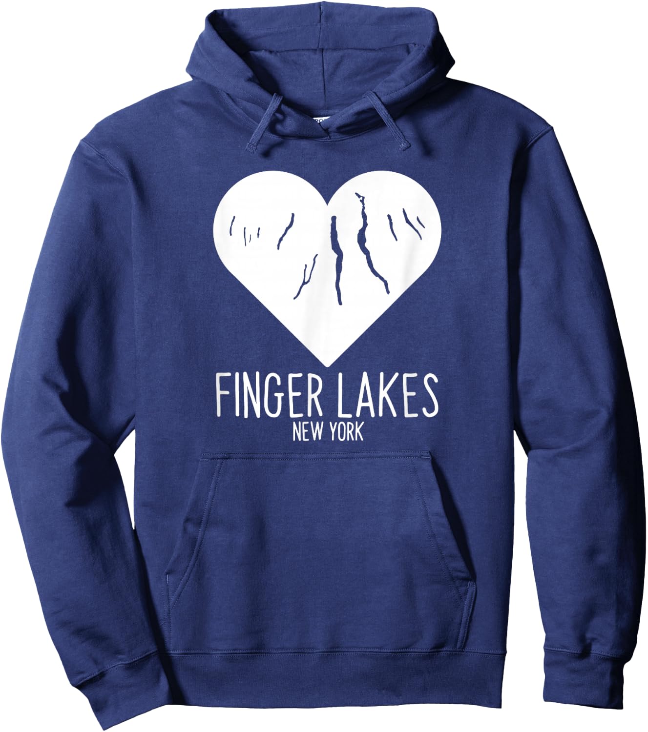 Finger Lakes New York Love Heart Hoodie - Hoodie | Navy