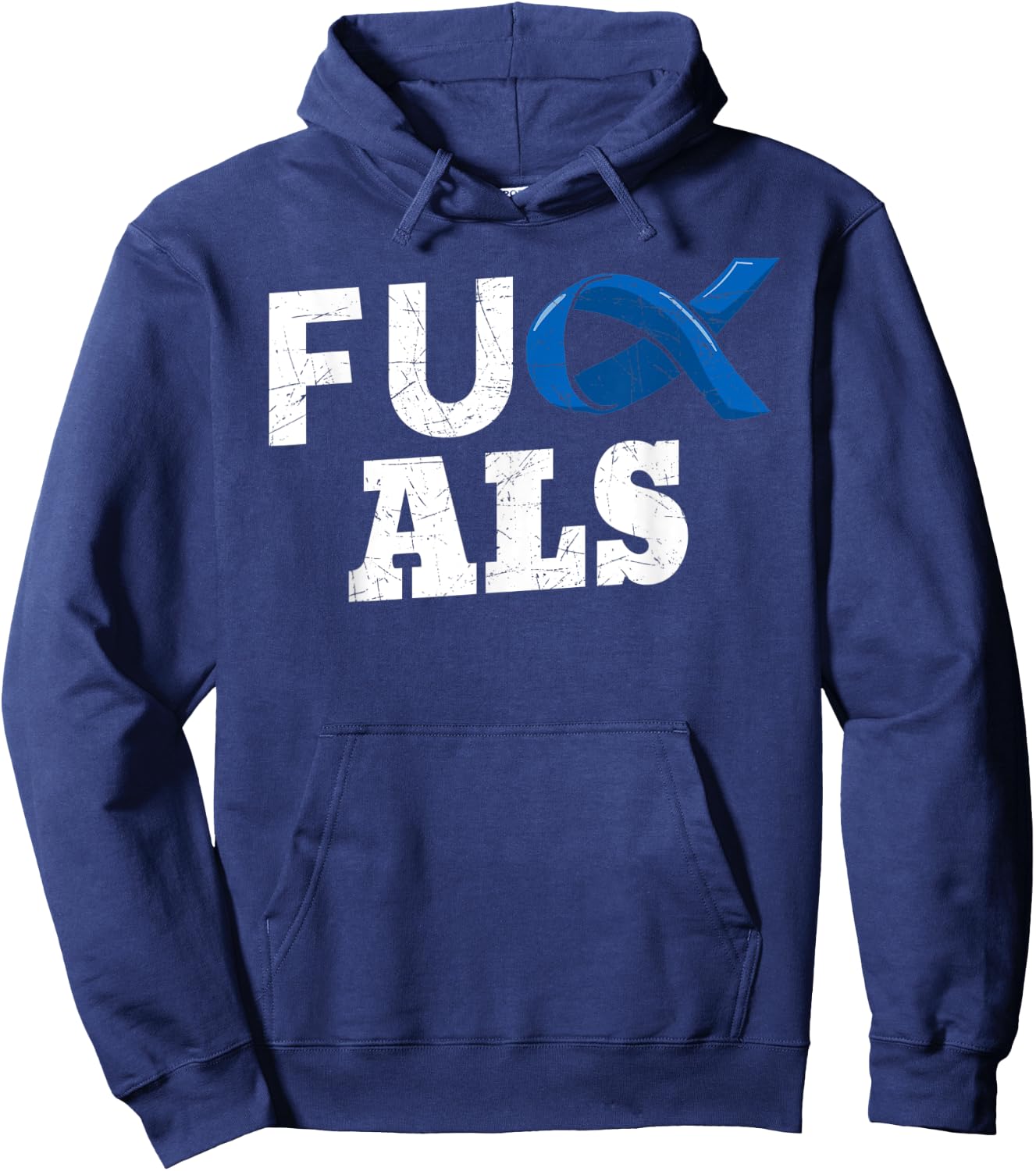 ALS Disease Lou Gehrig's Blue Ribbon Neurological Disorders Hoodie - Hoodie | Navy
