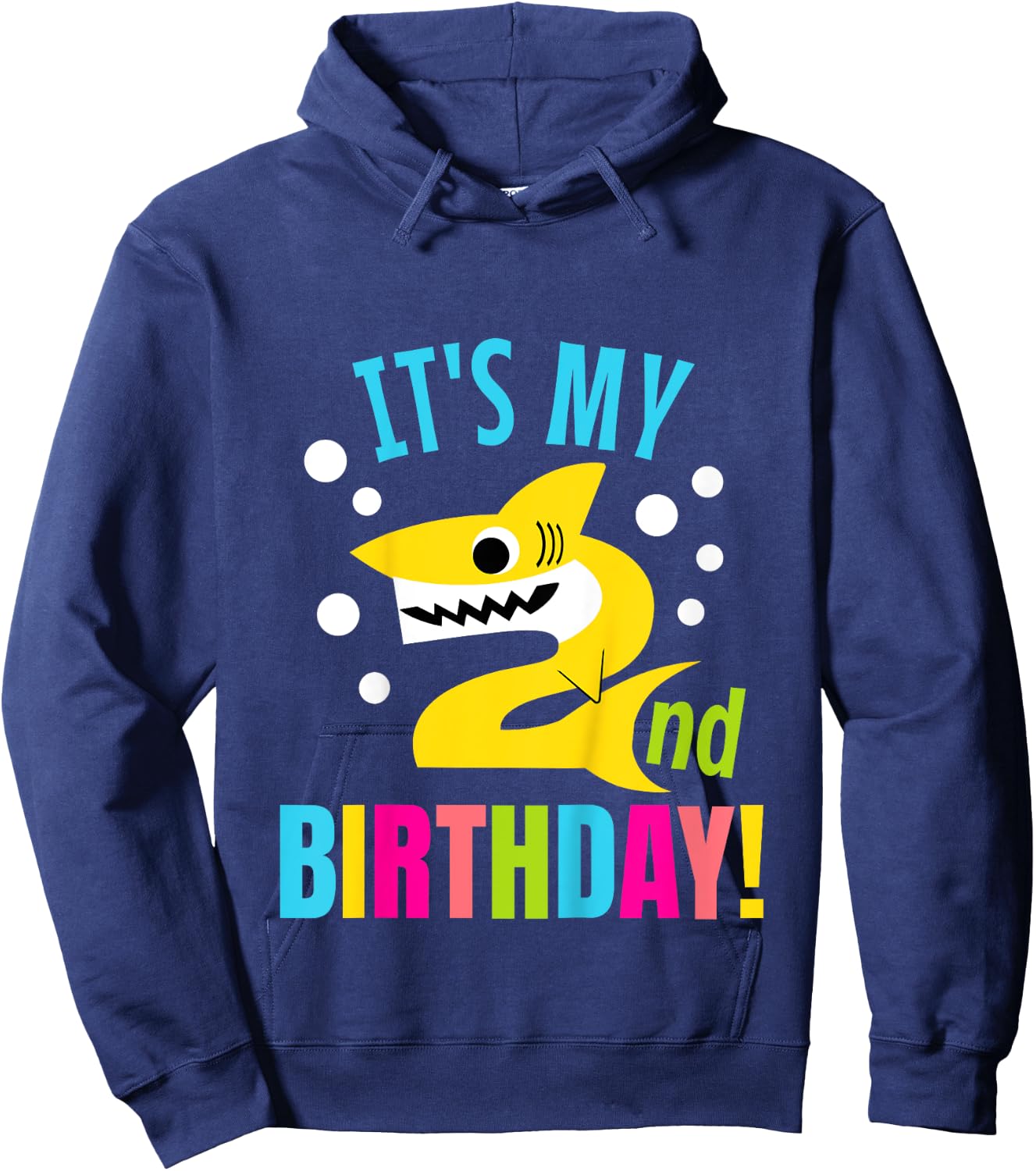 2 Year Old 2nd Shark Party Birthday Baby Gift Girls And Boys Hoodie - Hoodie | Navy