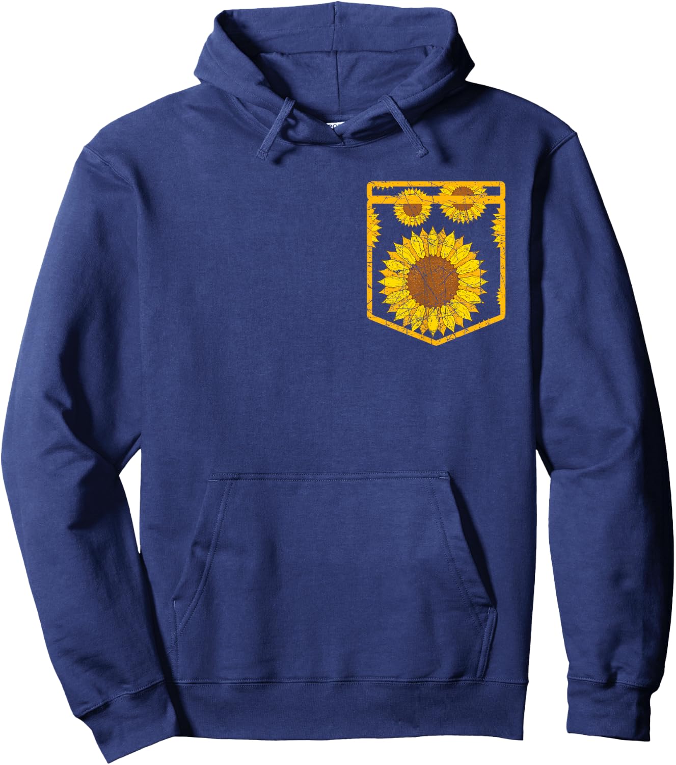 Florist Floral Cute Yellow Flower Pocket Sunflower Hoodie - Hoodie | Navy