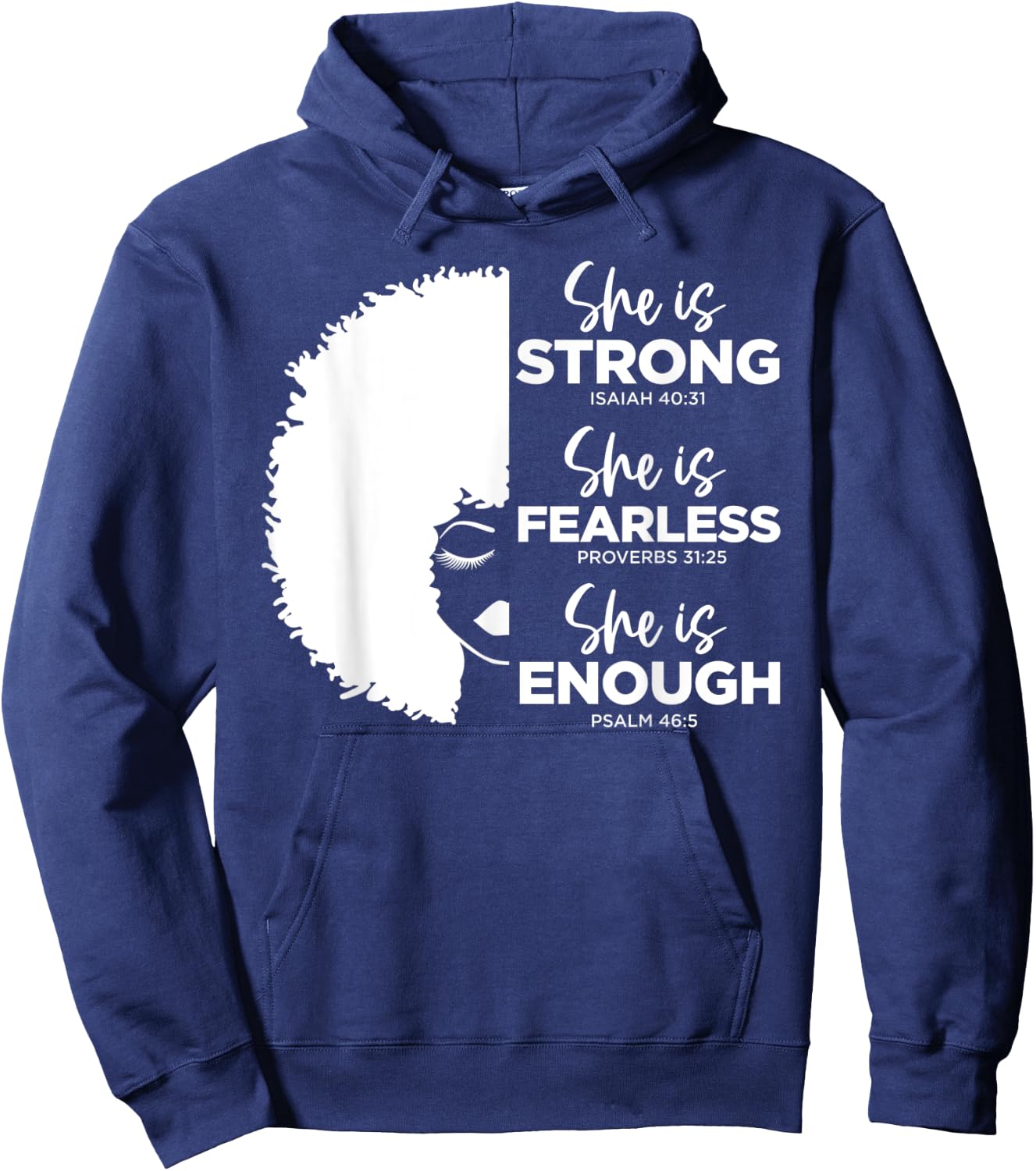 She Is Strong, She Is Fearless, She Is Enough Pull Over Hoodie - Hoodie | Navy
