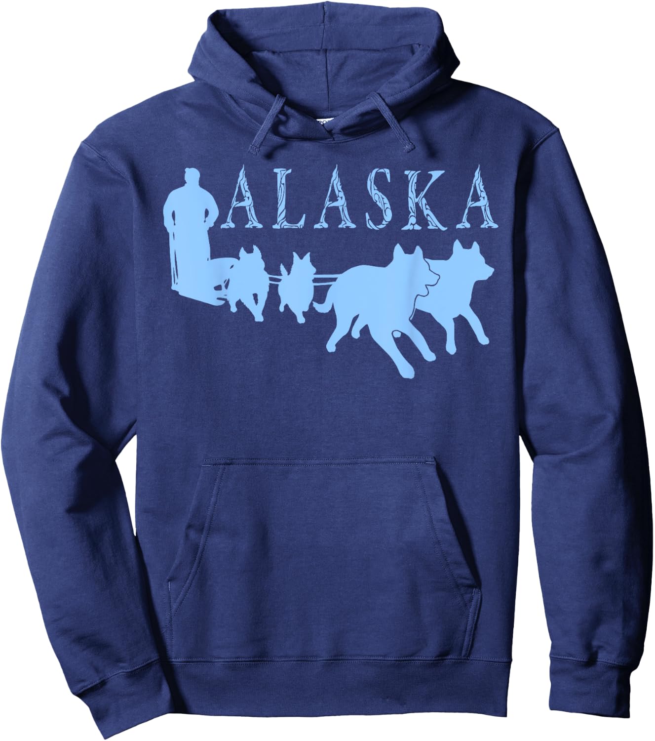 Alaska Sled Dogs Mushing Team Snow Sledding Mountain Scene Hoodie - Hoodie | Navy