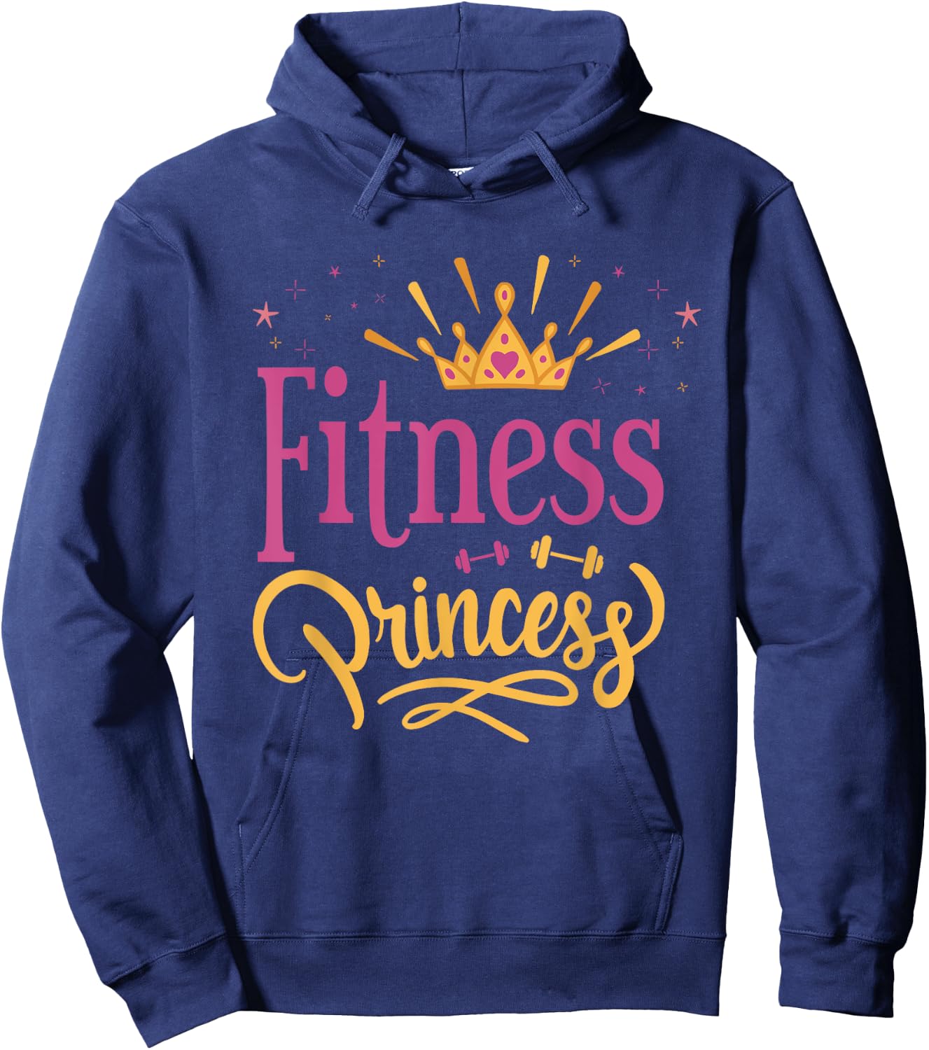 Cute Fitness Princess Girl's With Crown Workout Bodybuilding Hoodie - Hoodie | Navy
