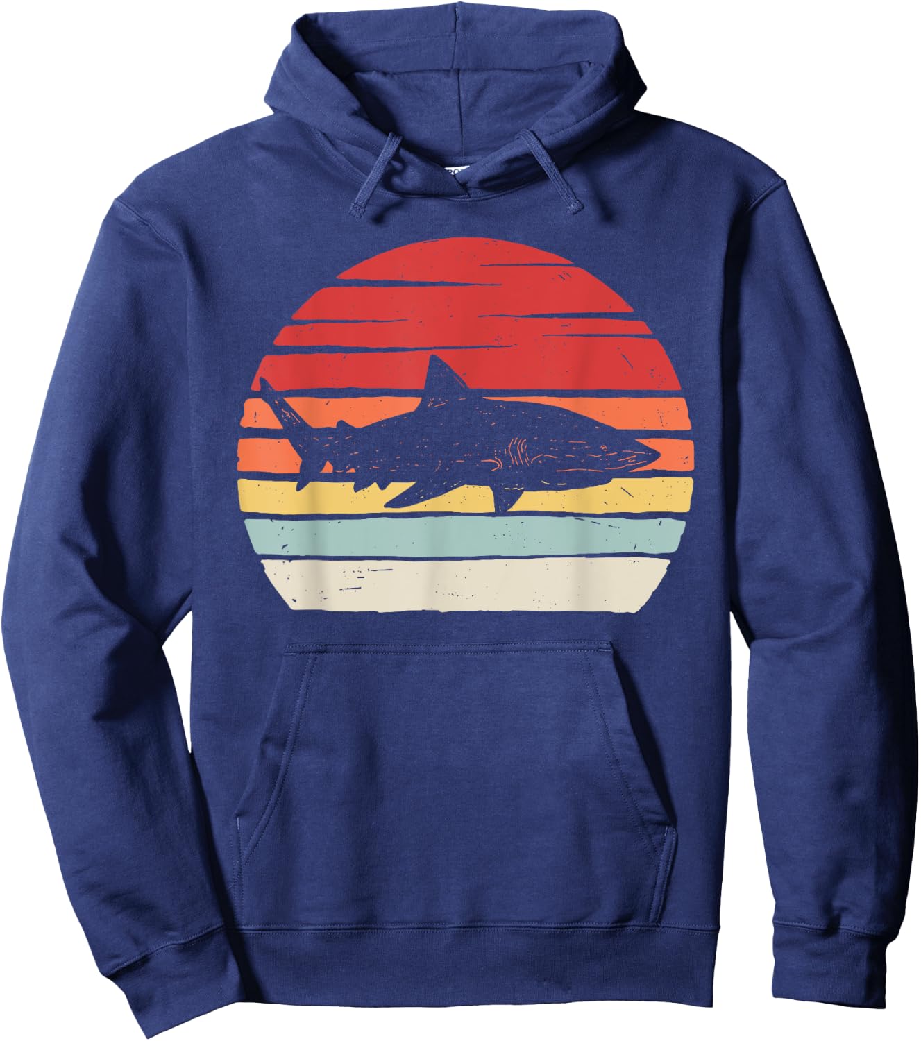 Vintage Retro Bull Shark Hoodie - Hoodie | Navy