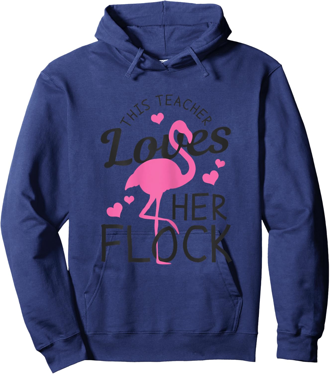Teacher Flamingo This Teacher Loves Her Flock Funny Gift Hoodie - Hoodie | Navy