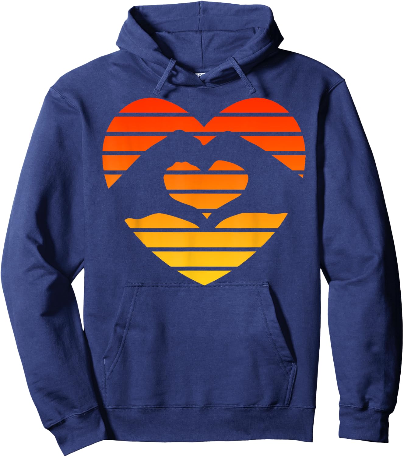 Sunset Sunrise Love Heart Hands Over Sun Hoodie - Hoodie | Navy