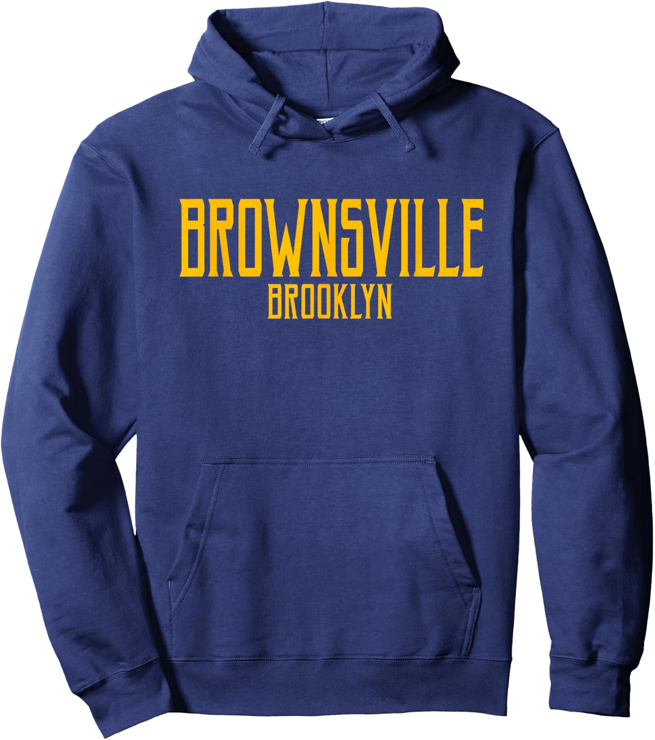 Brownsville Brooklyn Text Amber Print Hoodie - Hoodie | Navy