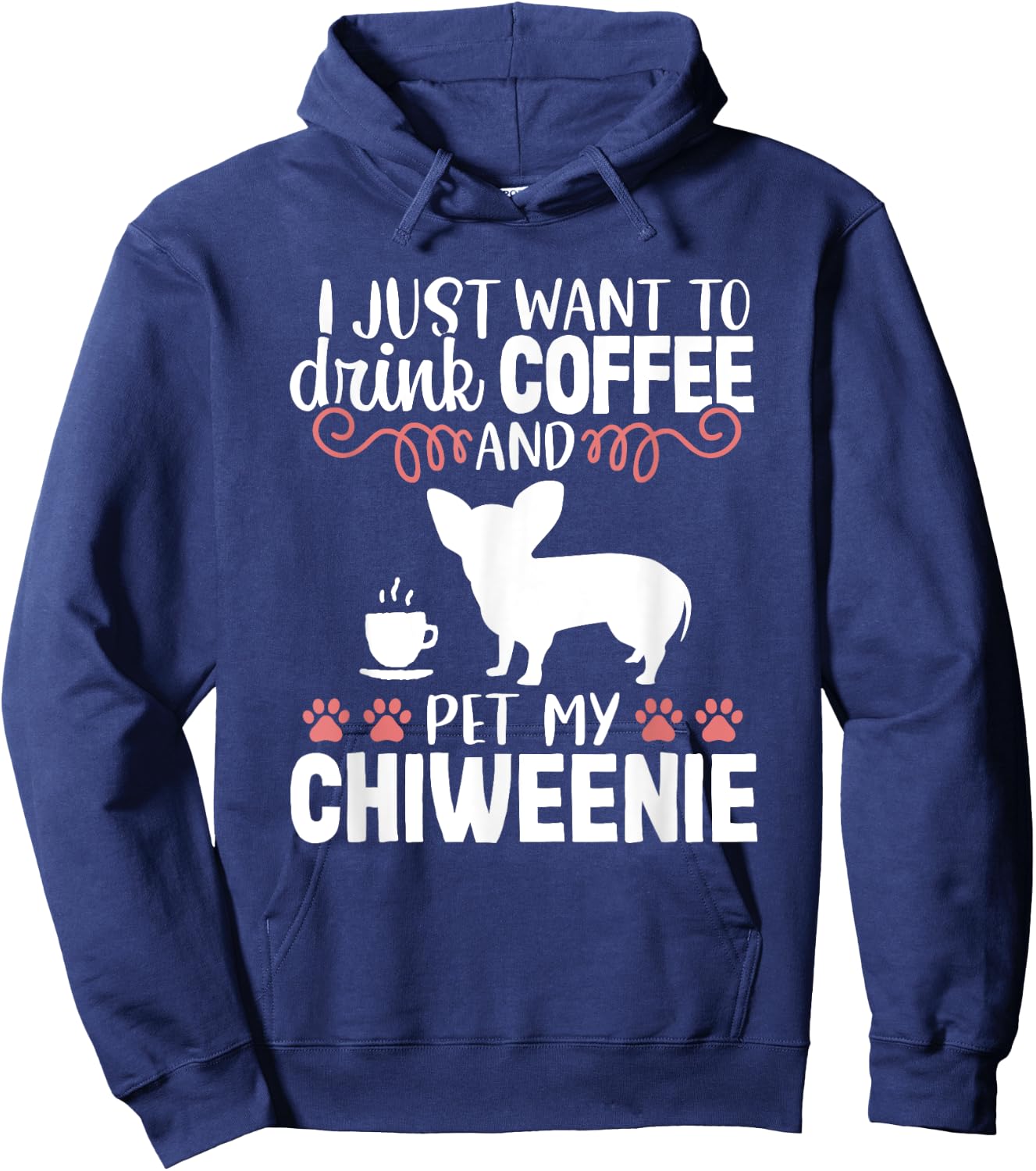 Coffee Funny Cute Dog Owner Lover Chiweenie Dog Mom Women Kids Hoodie - Hoodie | Navy