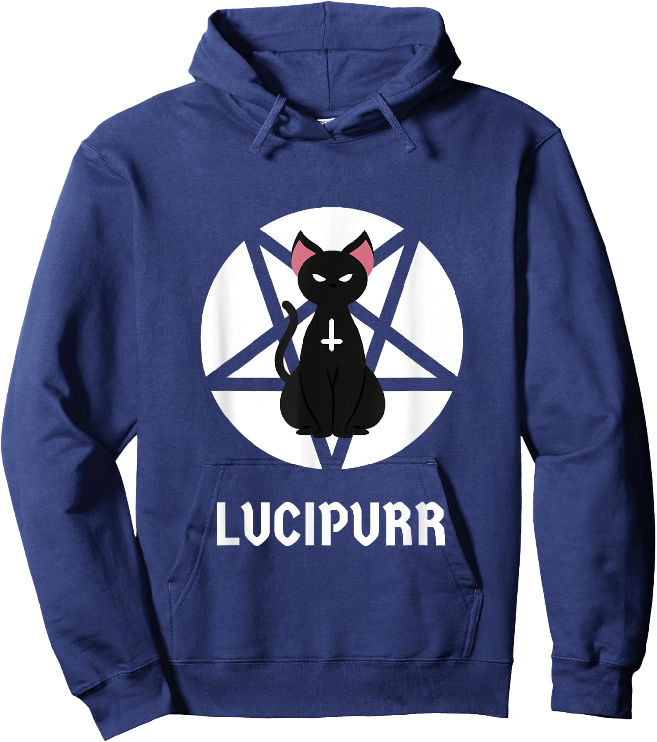 Hail Lucipurr Occult Satanic Cat Antichrist Goth Lucifer 666 Men Women Hoodie - Hoodie | Navy