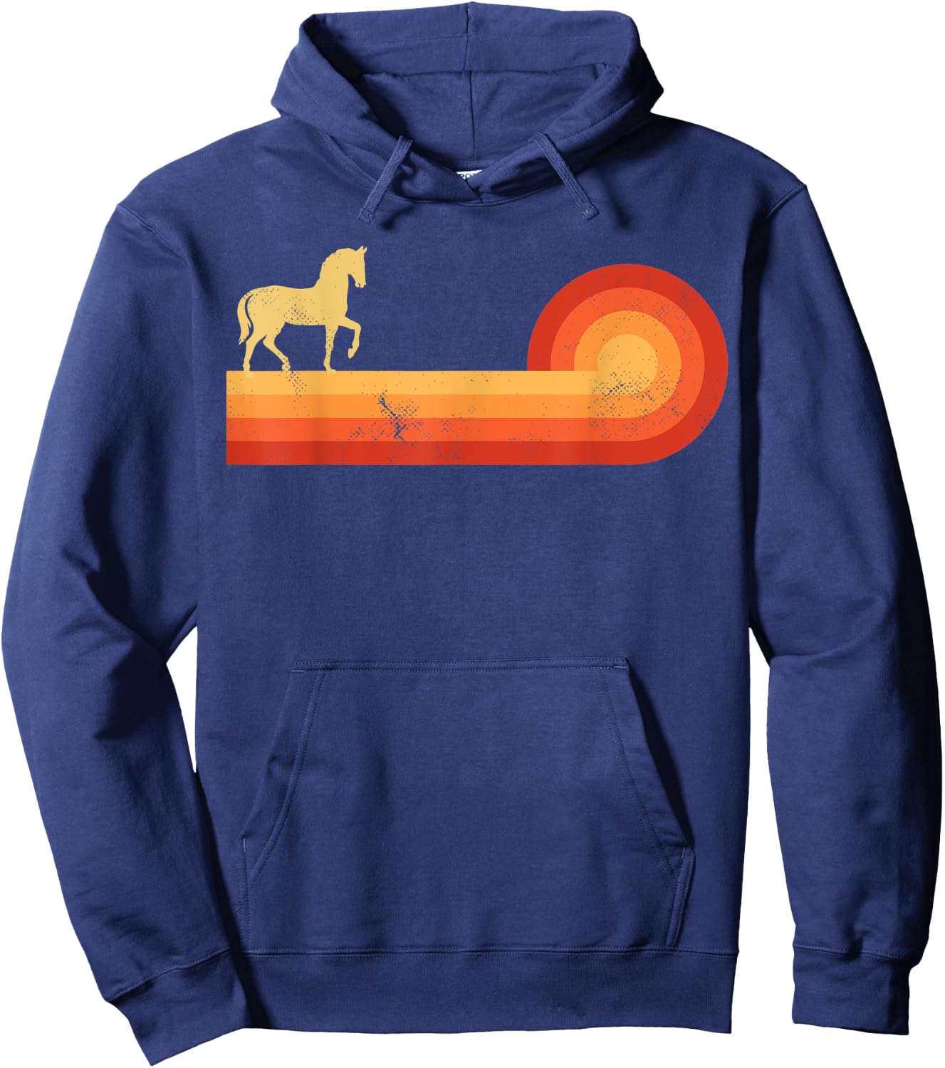 Horse Retro Vintage Sunset Farm Horseback Riding Equestrian Hoodie - Hoodie | Navy