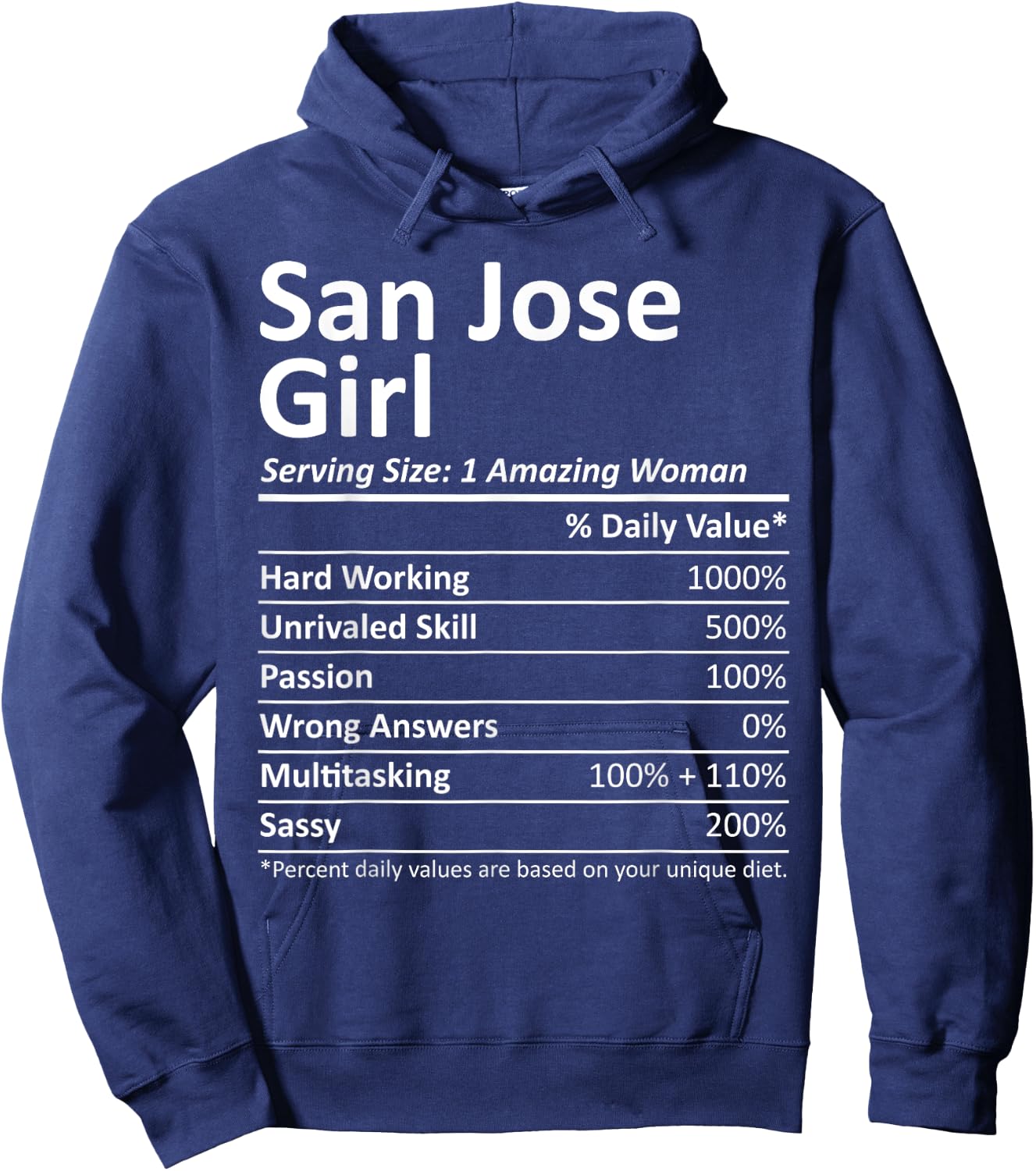 SAN JOSE GIRL CA CALIFORNIA Funny City Home Roots USA Gift Hoodie - Hoodie | Navy