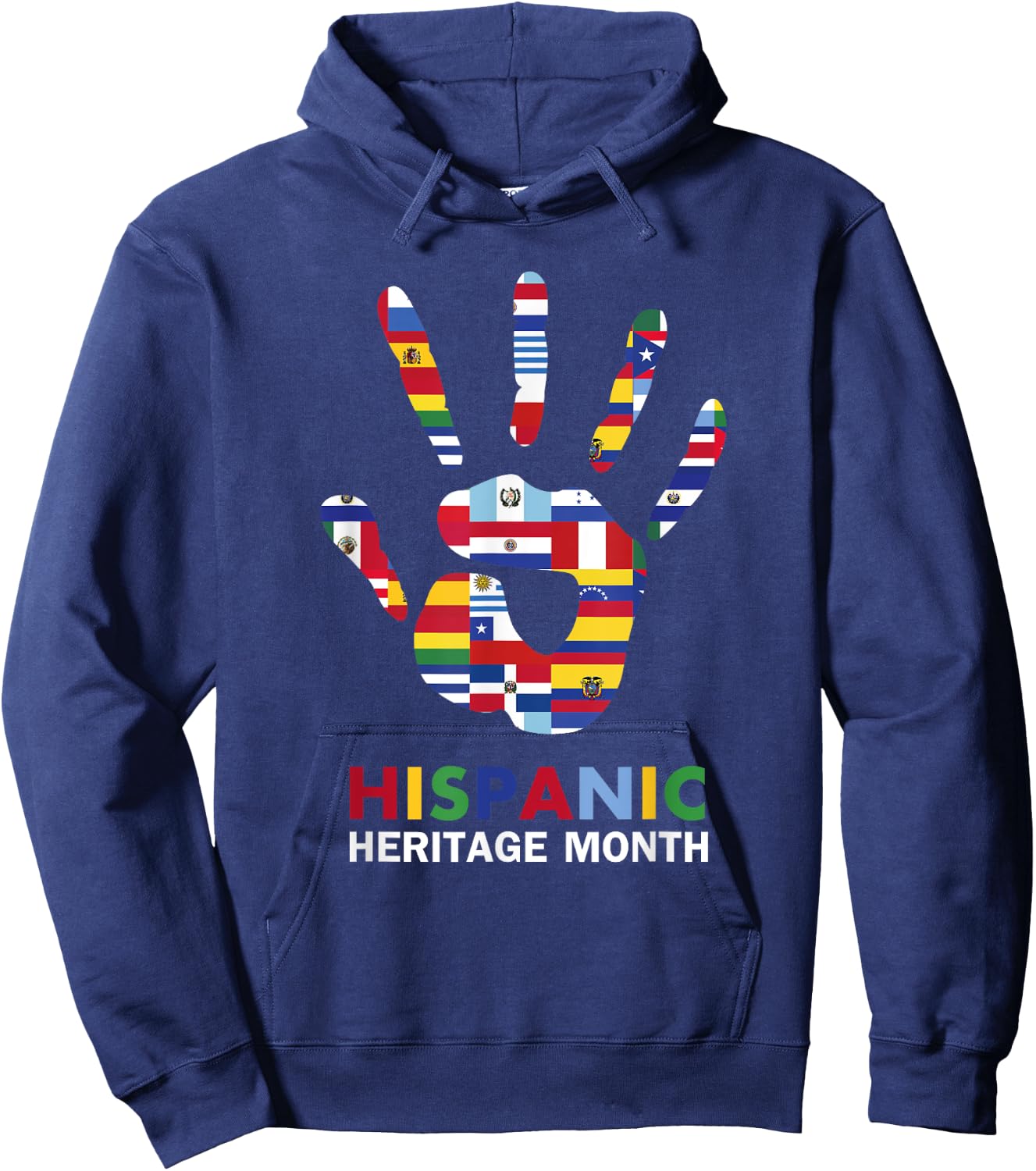 National Hispanic Heritage Month Latin Countries HandPrint Hoodie - Hoodie | Navy