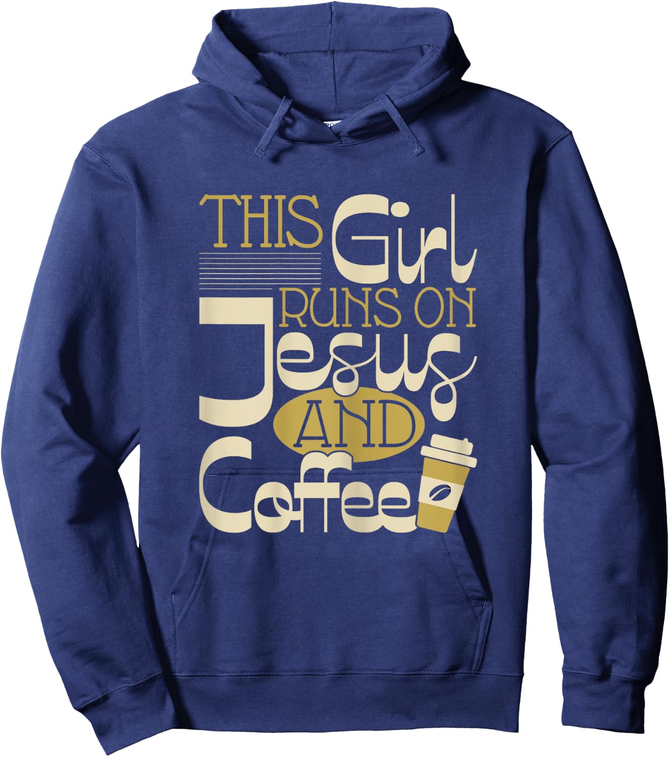This Girl Runs On Jesus And Coffee - Christian Religious Hoodie - Hoodie | Navy