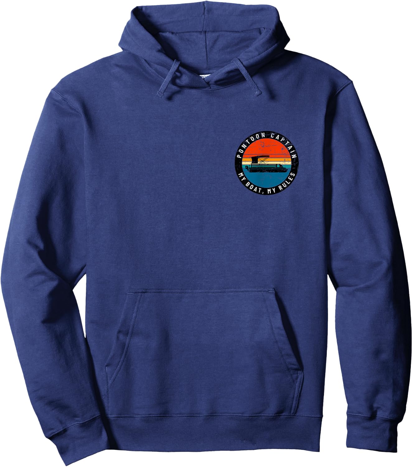 (Printed Front & Back) Pontoon Captain My Boat My Rules Hoodie - Hoodie | Navy