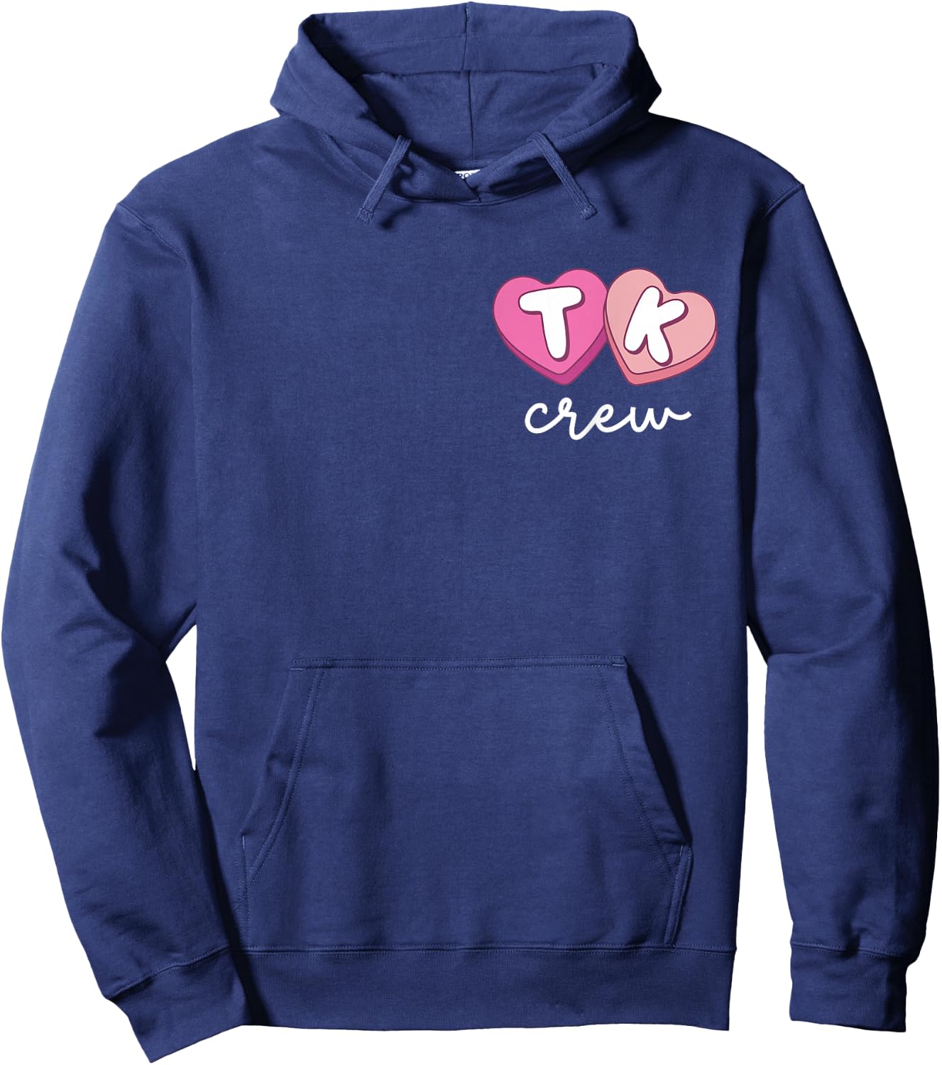 TK Crew Teacher Retro Valentines Day Candy Heart Back Design Hoodie - Hoodie | Navy