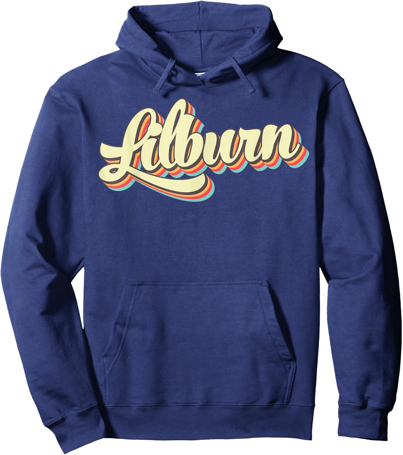 Lilburn Retro Art Baseball Font Vintage Hoodie - Hoodie | Navy