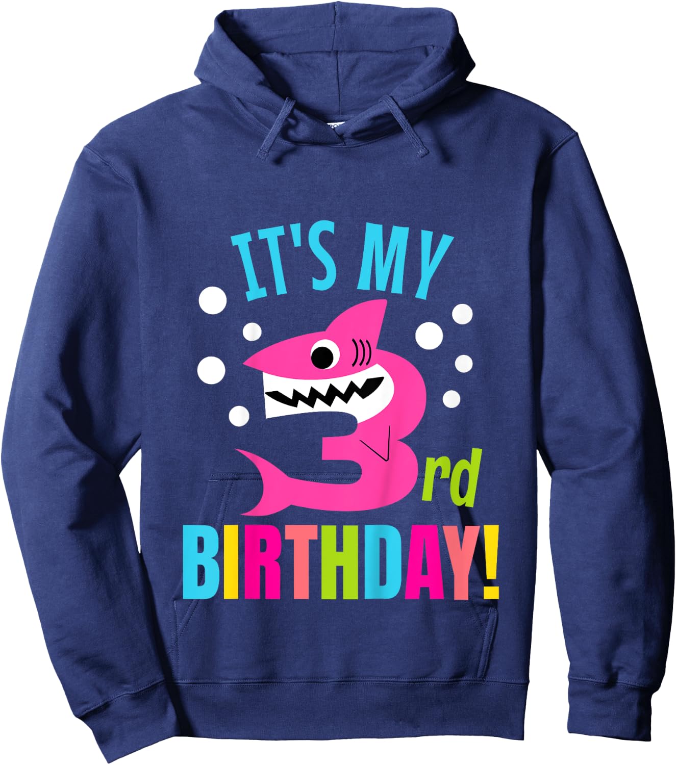 3 Year Old 3rd Shark Party Birthday Baby Gift Girls And Boys Hoodie - Hoodie | Navy