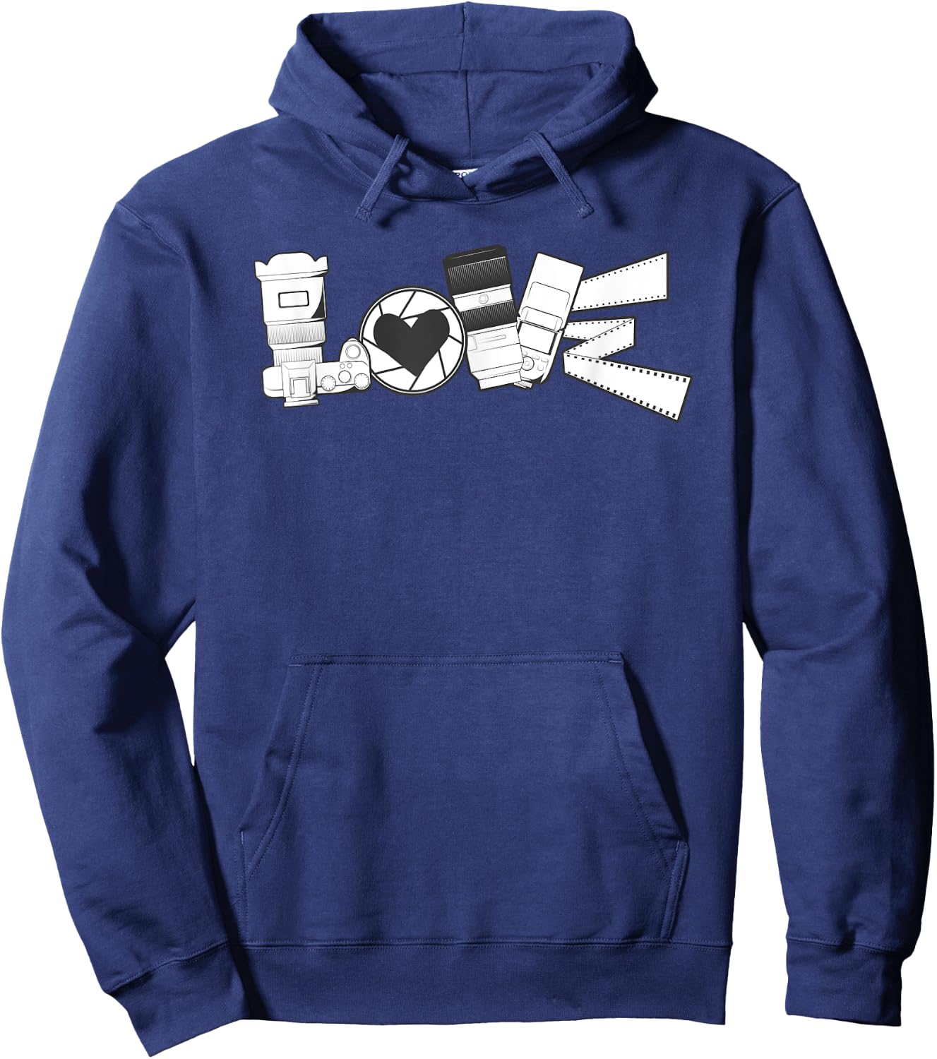 Love Photography Spelled With Mirrorless Dslr Camera Flash Hoodie - Hoodie | Navy