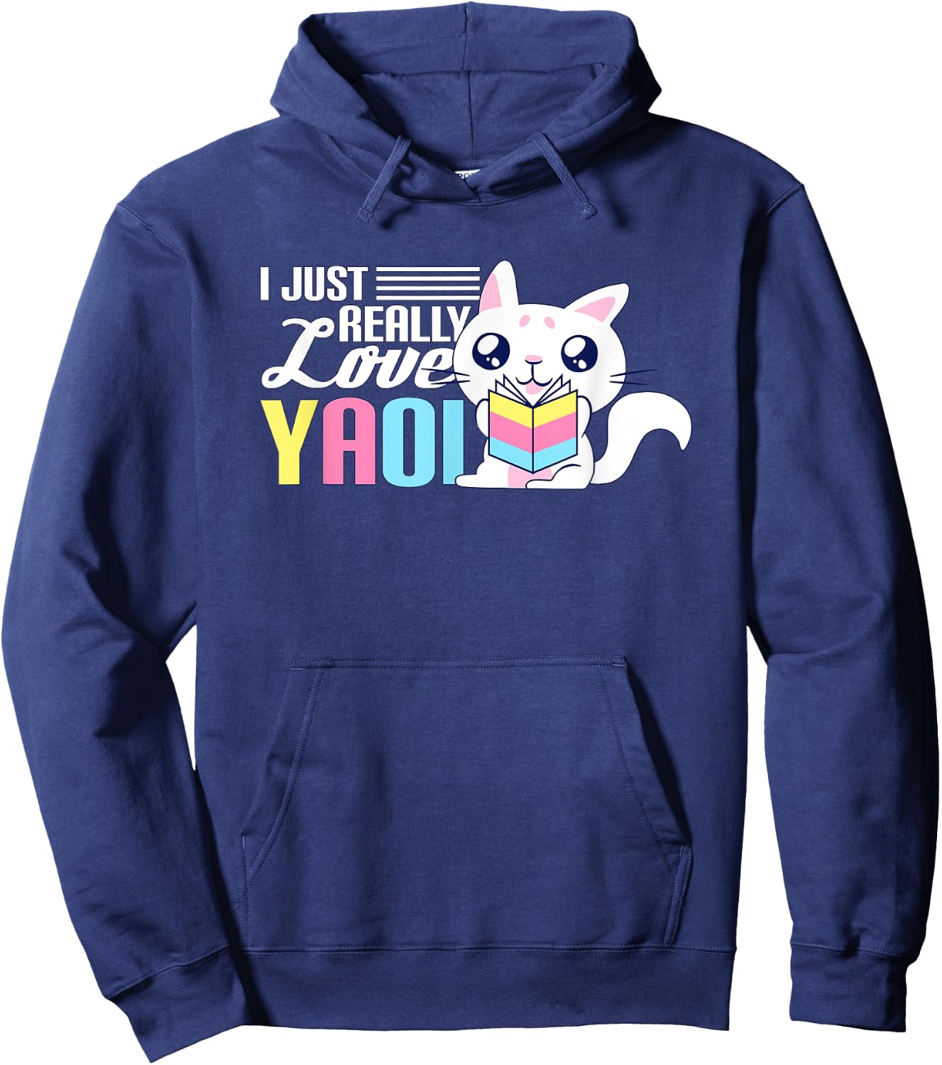 Fujoshi Yaoi Manga BL Boy Love I Kawaii Cute Cat Anime Hoodie - Hoodie | Navy