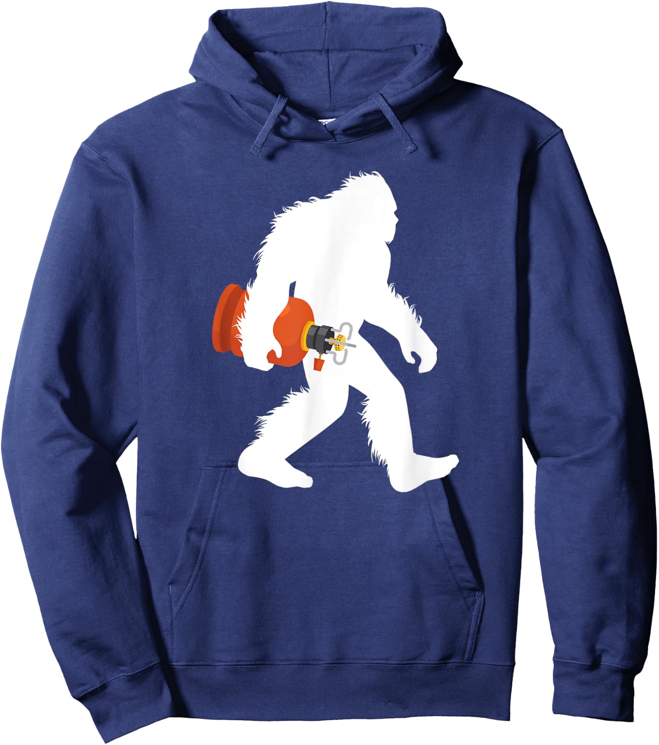 Bigfoot Carrying Propane Tank Sasquatch BBQ Gas Burner Hoodie - Hoodie | Navy