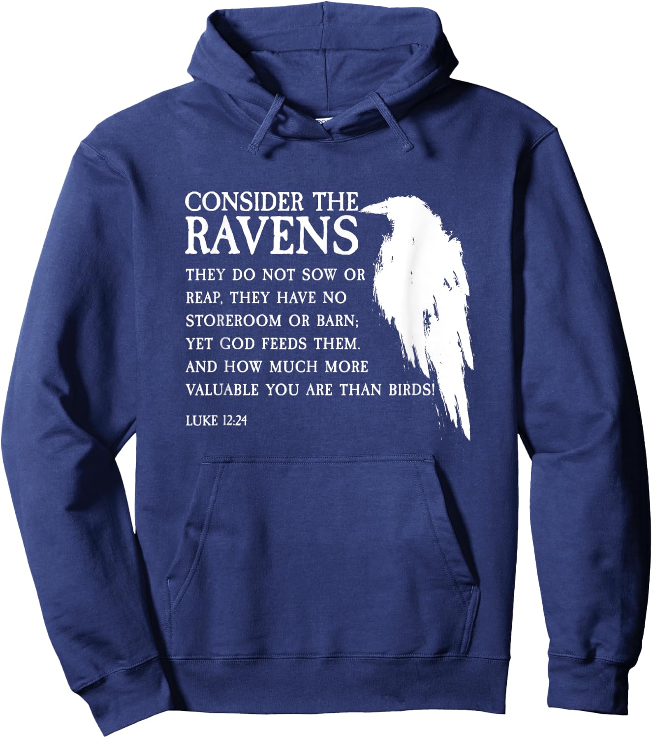 Consider The Ravens Luke 12:24 Hoodie - Hoodie | Navy