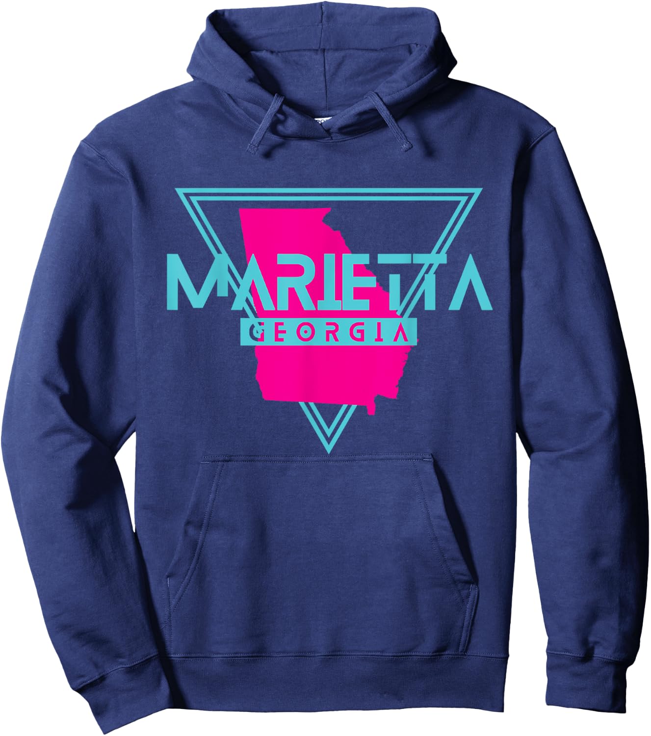 Marietta Georgia Souvenir GA Retro Triangle Hoodie - Hoodie | Navy