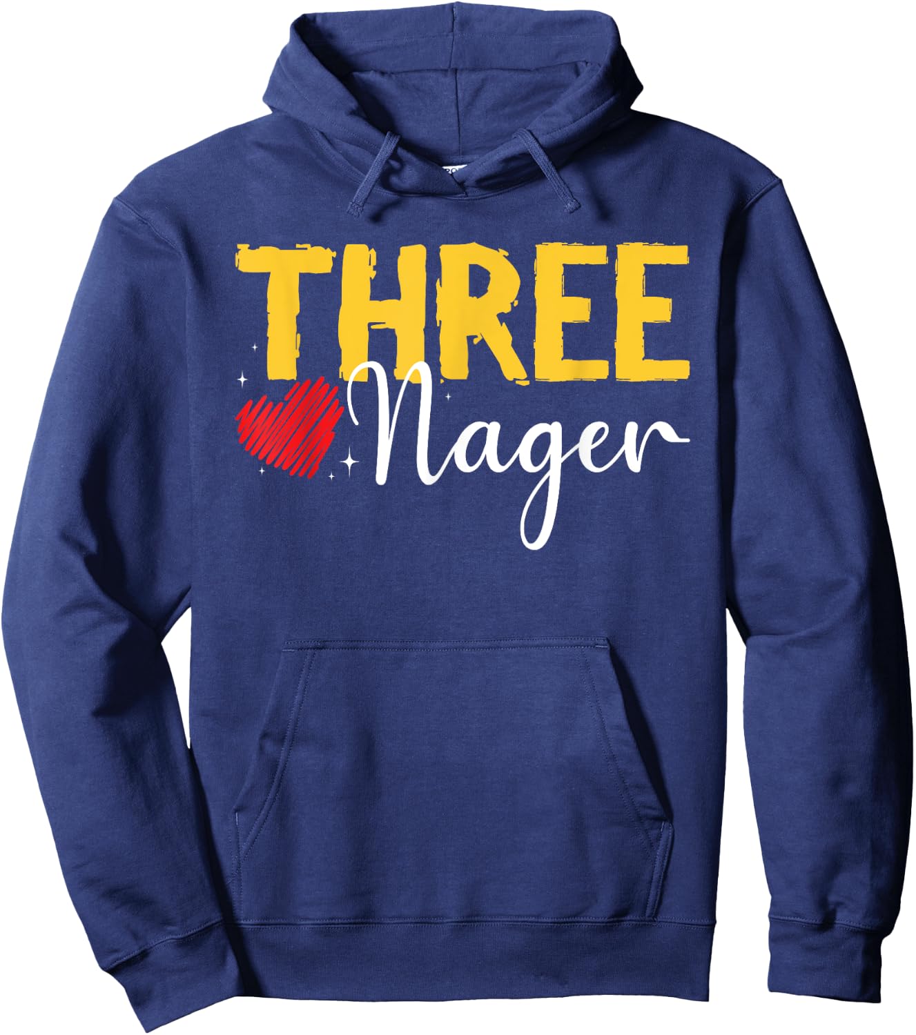 Kids Three Nager Threenager 3rd Birthday Boy Third Birthday Hoodie - Hoodie | Navy