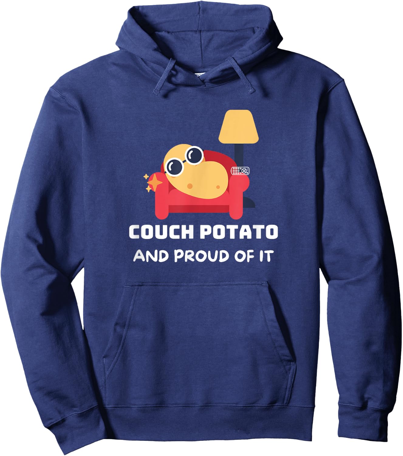 Couch potato designs Funny Couch potato and proud of it. ,Black , Small Hoodie - Hoodie | Navy