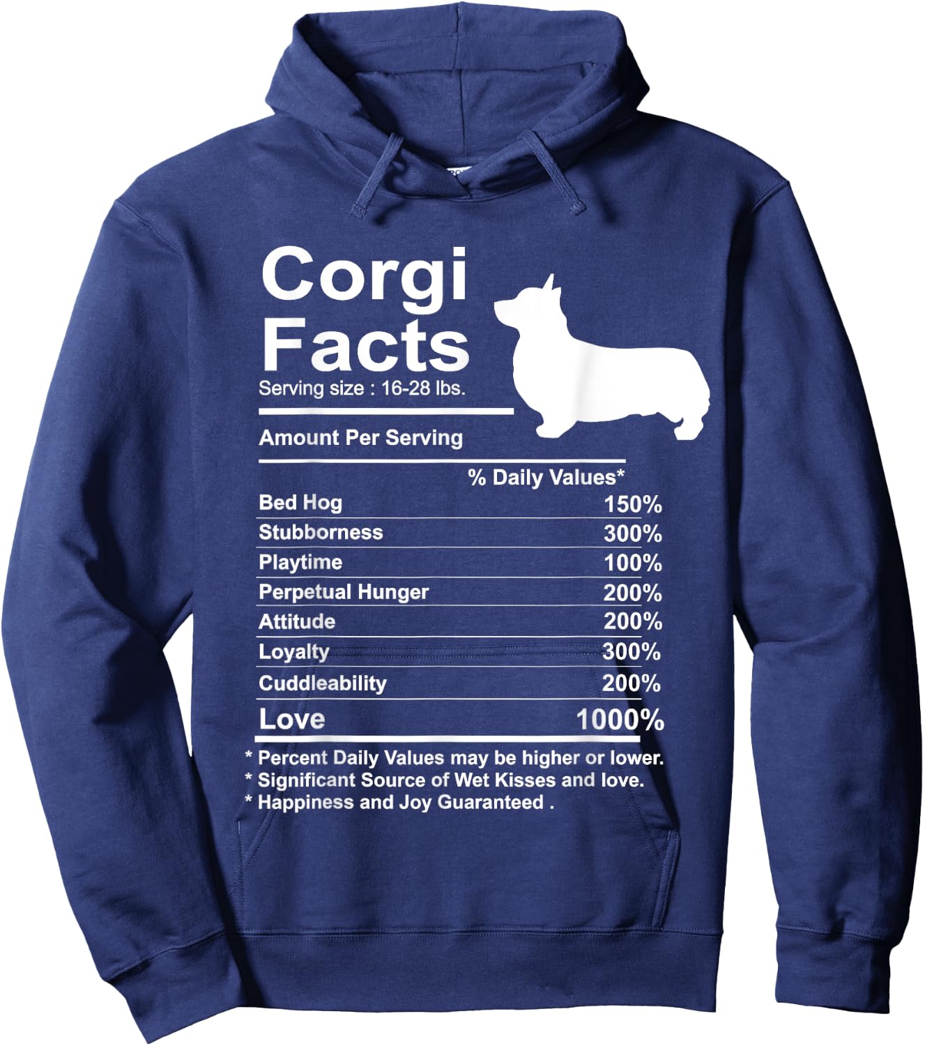 Funny Corgi Facts Nutrition Gift Cardigan Pembroke Hoodie - Hoodie | Navy