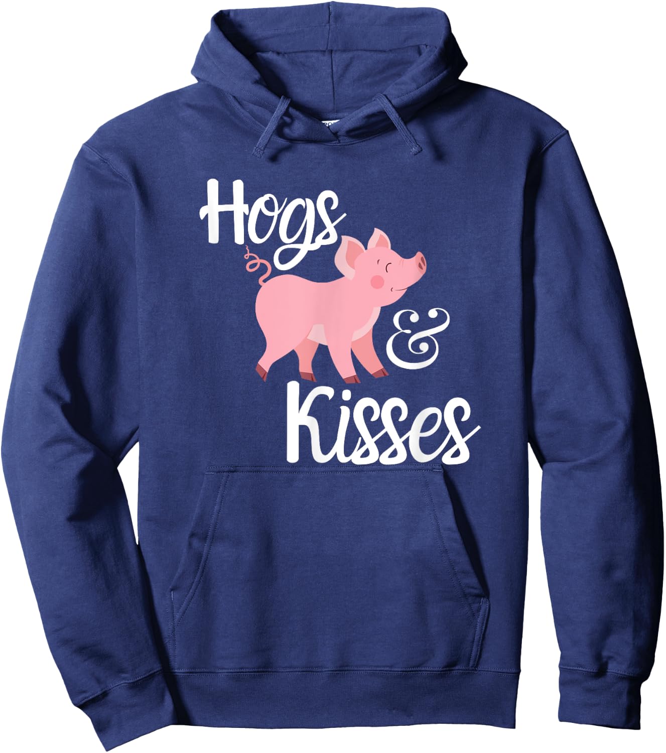 Hogs and Kisses Cute Pig Hoodie - Hoodie | Navy