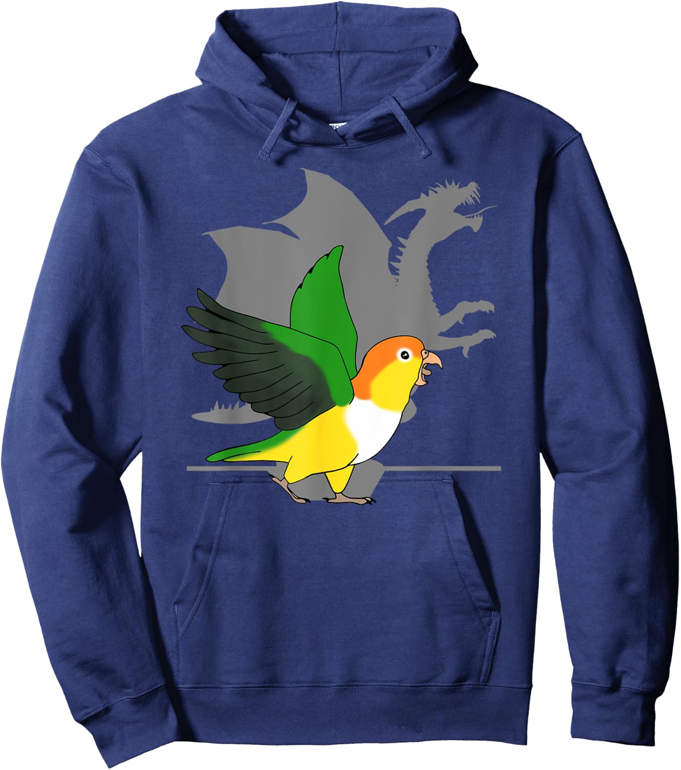 White Bellied Caique Dragon Shadow Funny Screaming Parrot Hoodie - Hoodie | Navy