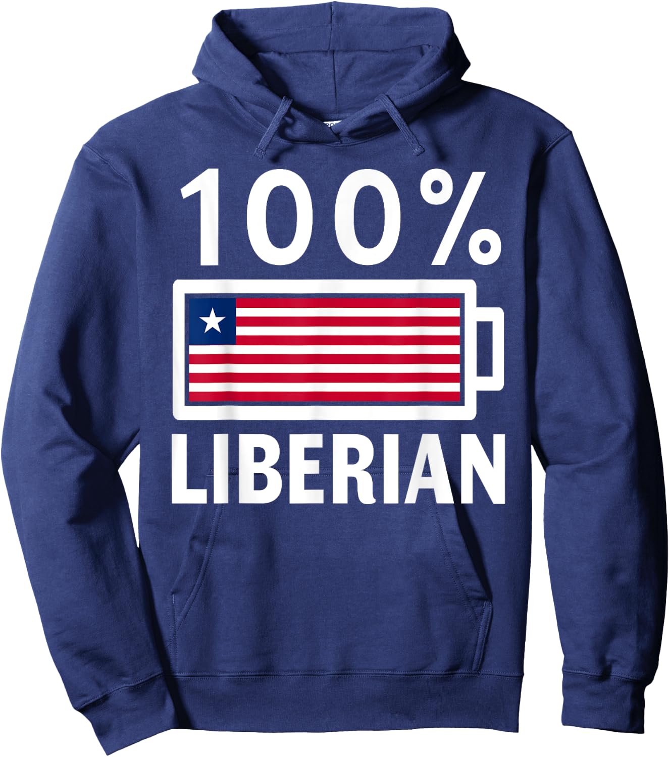 Liberia Flag | 100% Liberian Battery Power Hoodie - Hoodie | Navy