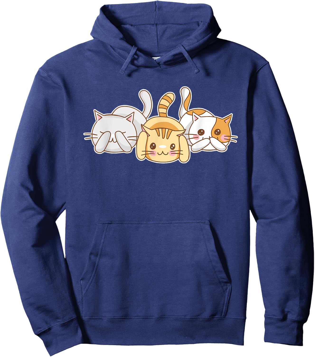 Funny Cat Lovers - See No Evil, Hear No Evil, Speak No Evil Women Girls Kids Hoodie - Hoodie | Navy