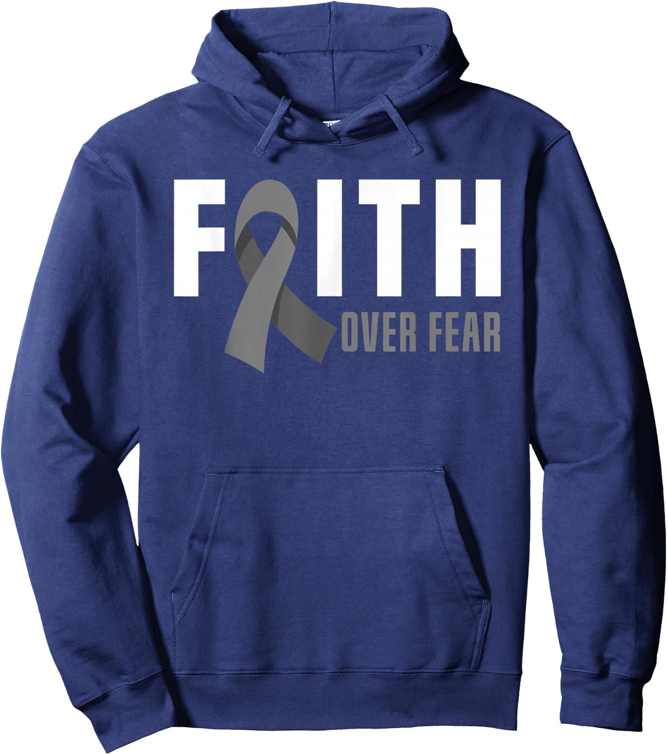Faith God Fear Brain Tumor Awareness Brain Cancer Warrior Hoodie - Hoodie | Navy