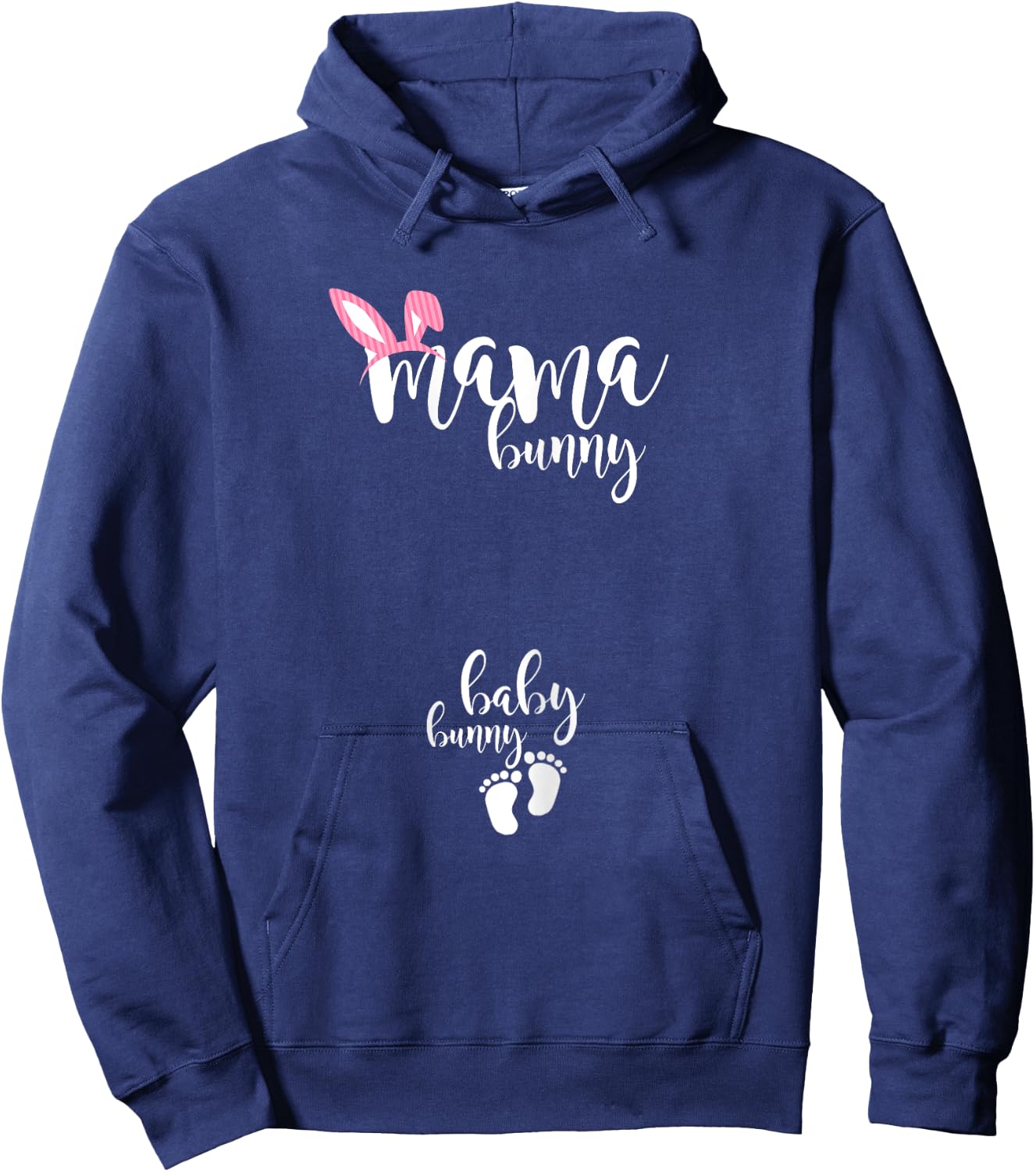 Mama Bunny Baby Bunny Pregnant Mom Easter Pregnancy Reveal Hoodie - Hoodie | Navy