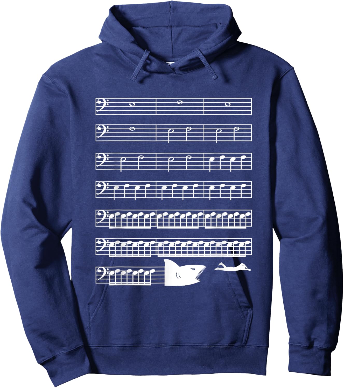 Funny Music Shark Bass Clef Classical Musician Hoodie - Hoodie | Navy