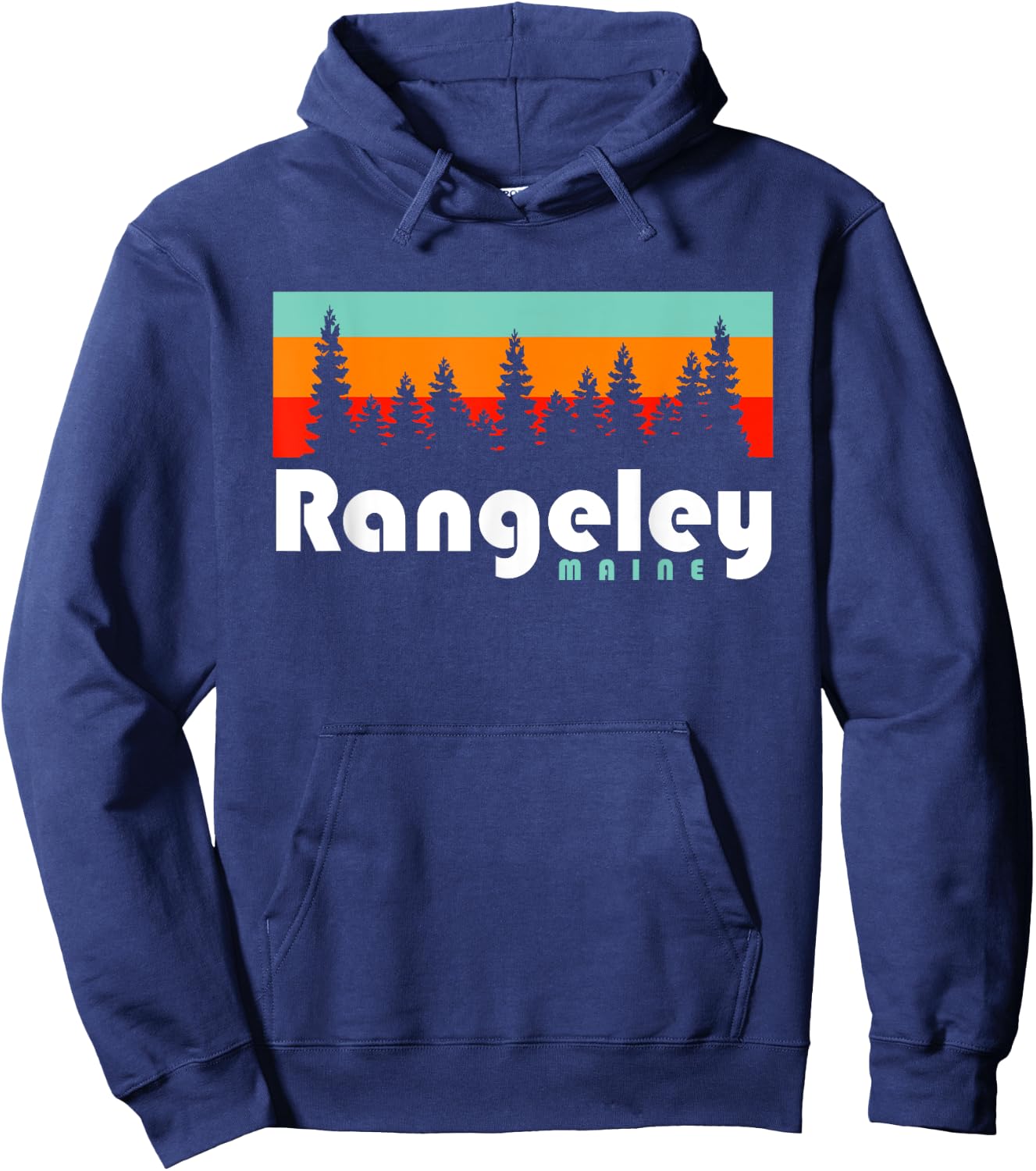 Rangeley Maine Camping Rangeley Lake State Park Trees Retro Hoodie - Hoodie | Navy