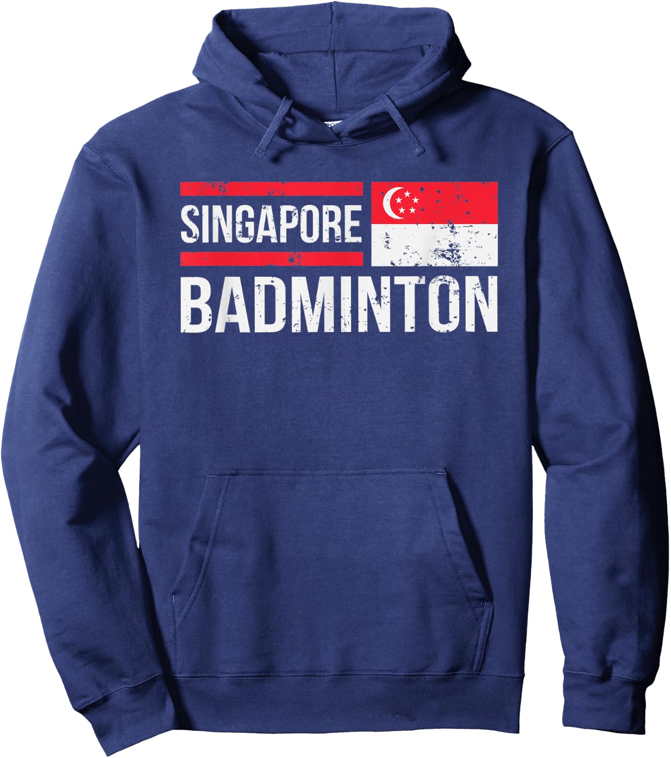 Singapore Badminton Flag Racket Sport Birdie Player Fan Gift Hoodie - Hoodie | Navy
