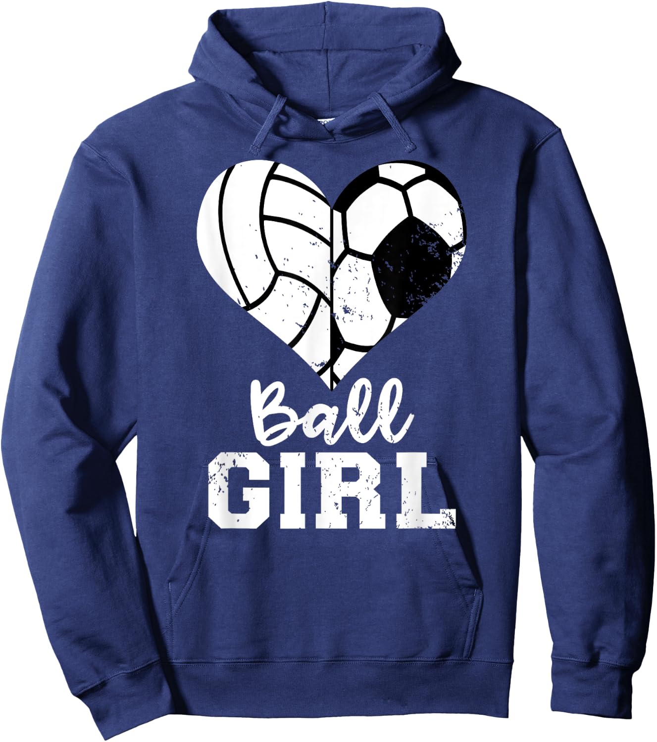 Ball Girl Heart Funny Soccer Volleyball Girl Hoodie - Hoodie | Navy