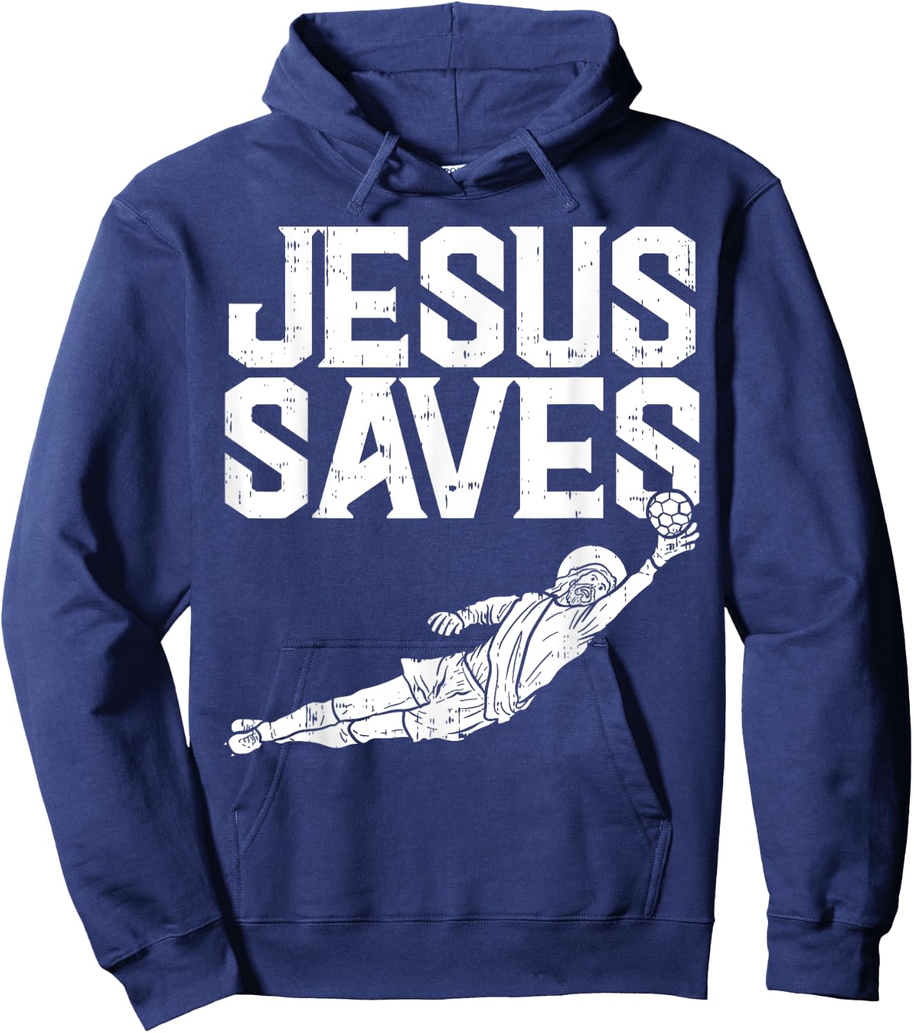 Jesus Saves Soccer Football Goalie Sport God Christian Gift Hoodie - Hoodie | Navy