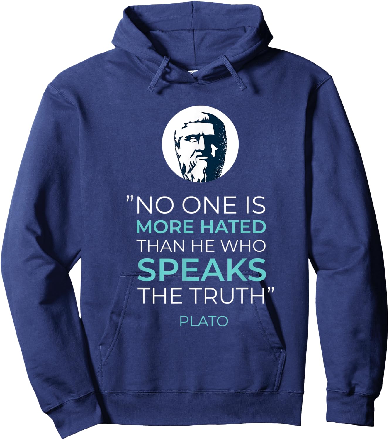 Plato Quote Design Hoodie - Hoodie | Navy