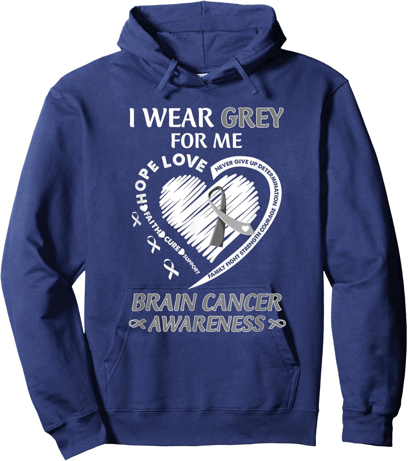 In May I Wear Grey For Me Brain Cancer Awareness Month Hoodie - Hoodie | Navy
